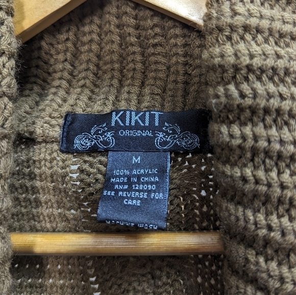 Kikit Faux Fur Knit Sweater Vest Womens Open Tie Front Size M Brown - Picture 7 of 9